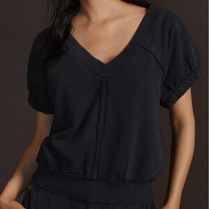 Anthropologie Pilcro V-Neck Sweatshirt in Faded Black Size L